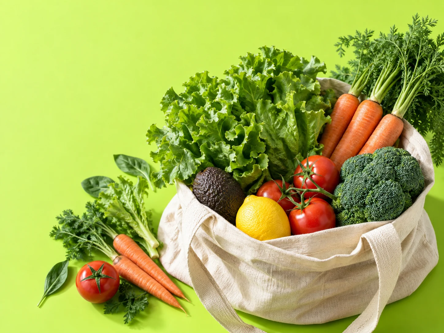 A reusable bag filled with fresh vegetables, ready for a well-organised kitchen